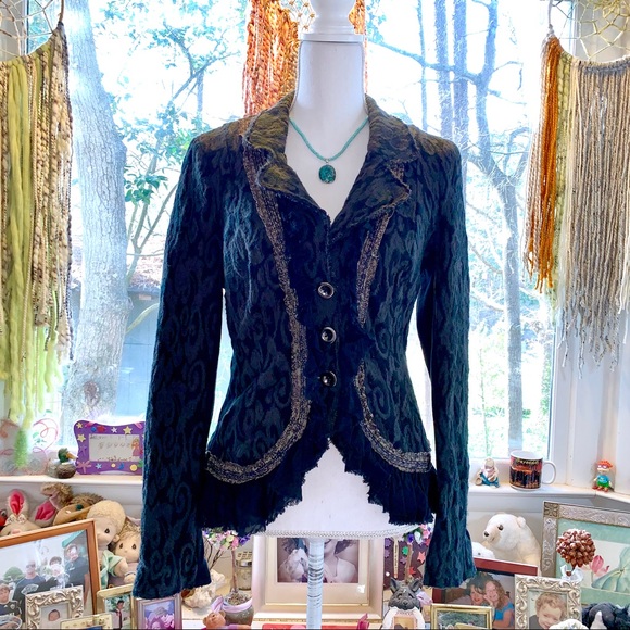 Free People Jackets & Blazers - Free People Love Letters Damask Jacket in Black
